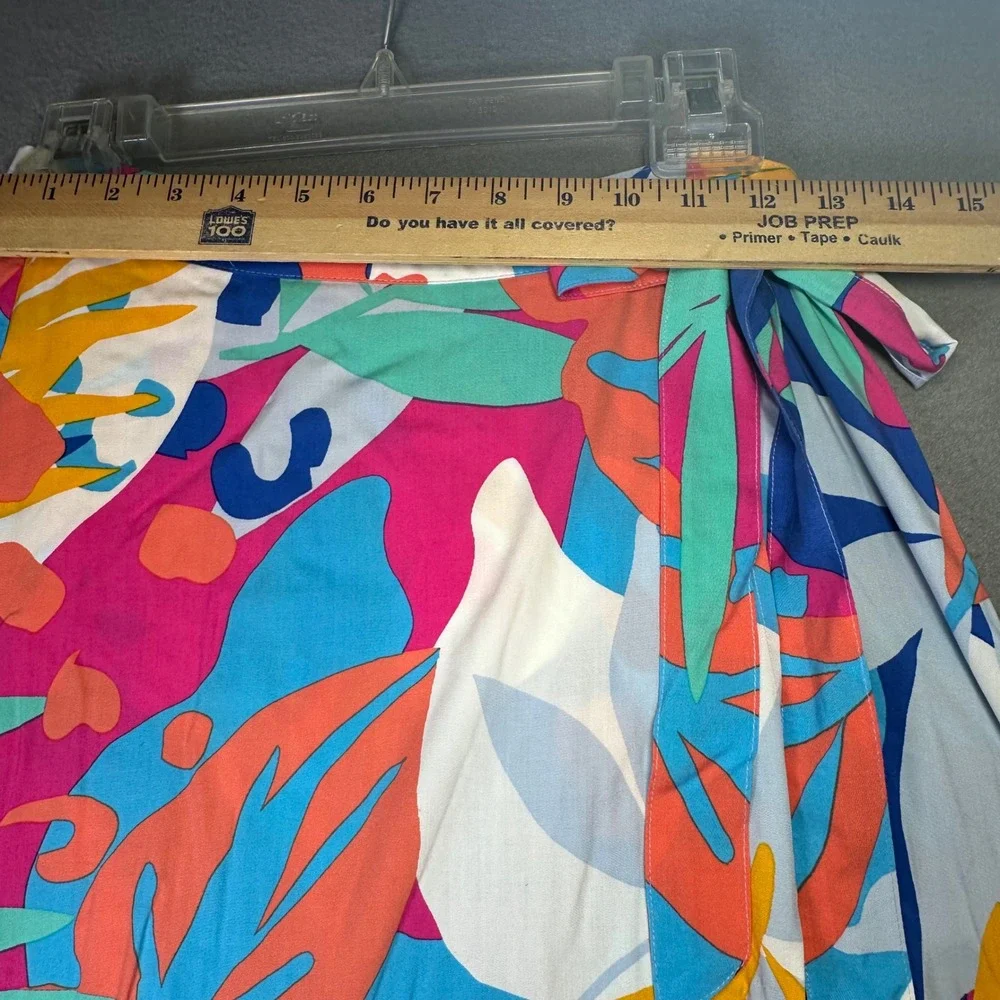 J.Crew Tropical Leaf Wrap Maxi Skirt Summer Resort XS Multicolor Botanical Luau